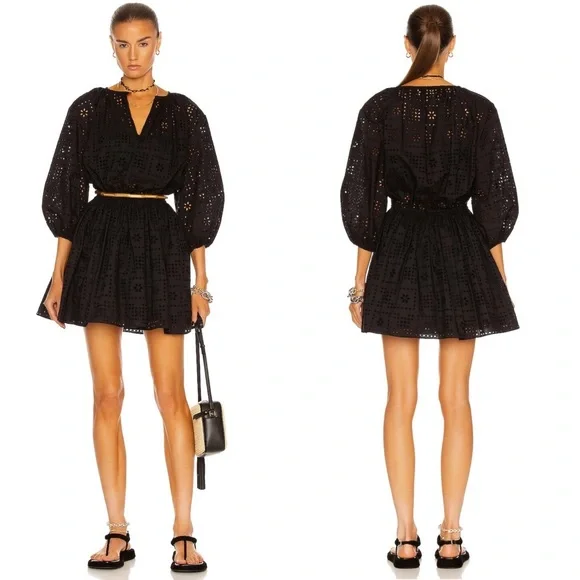 white christmas dresses Broderie Cami Midi Dress - Black